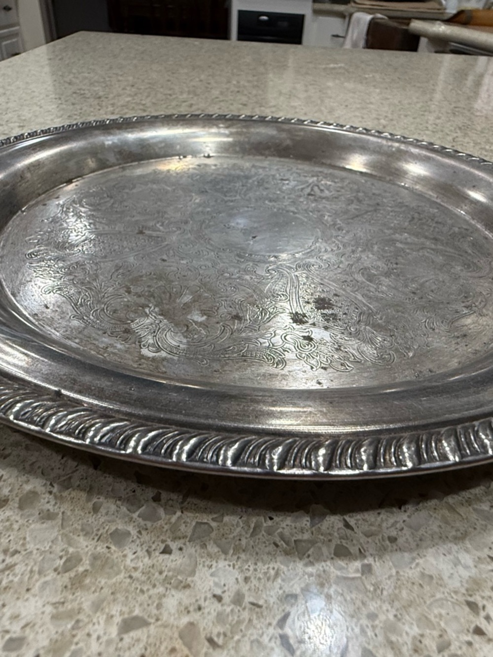 Ornate Silver Plate/Tray Serving Tray